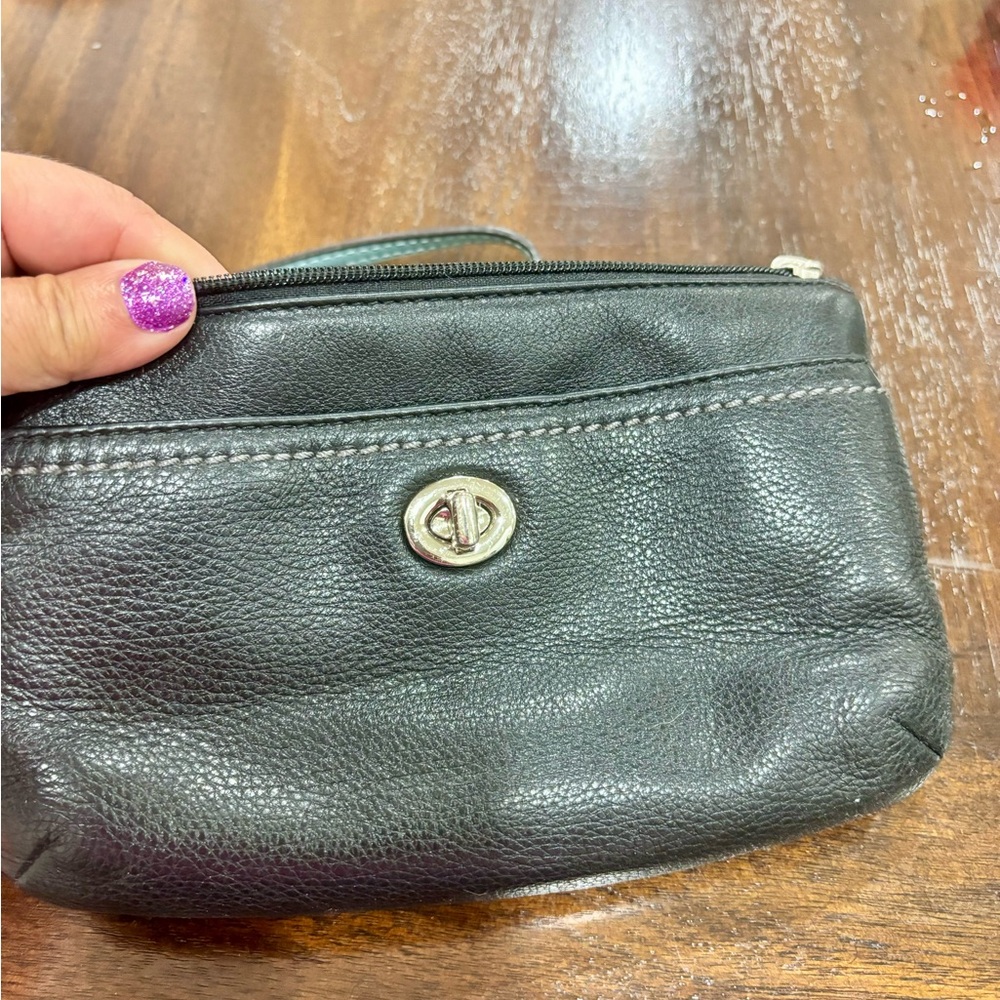 Leather Coach wristlet